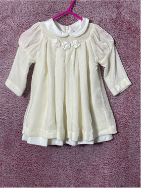 Il Gufo Vintage Ivory/Cream Velvet Fleece Heirloom Baby Dress 6 Months